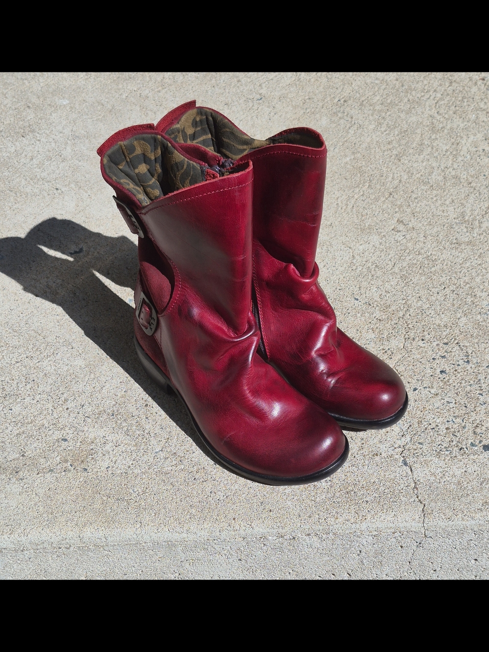 New Women’s Fly London Red Leather and Suede Boots - Picture 3 of 13